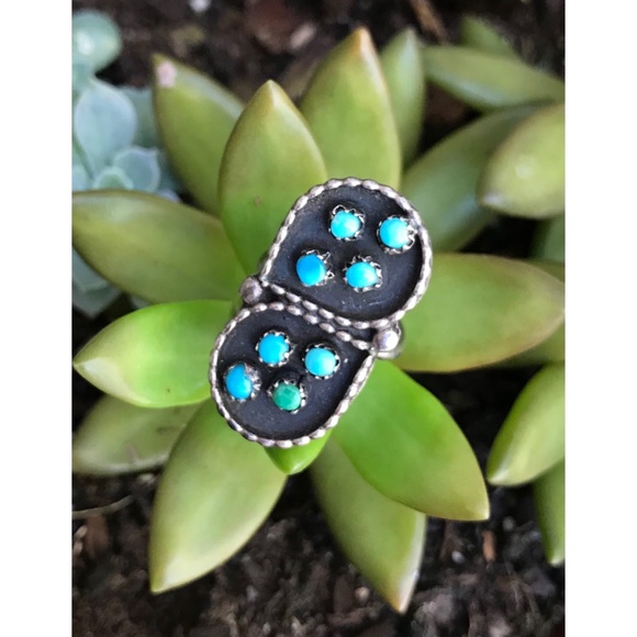 Vintage Jewelry - ✨VINTAGE ▸ turquoise petit point, snake eyes ring
